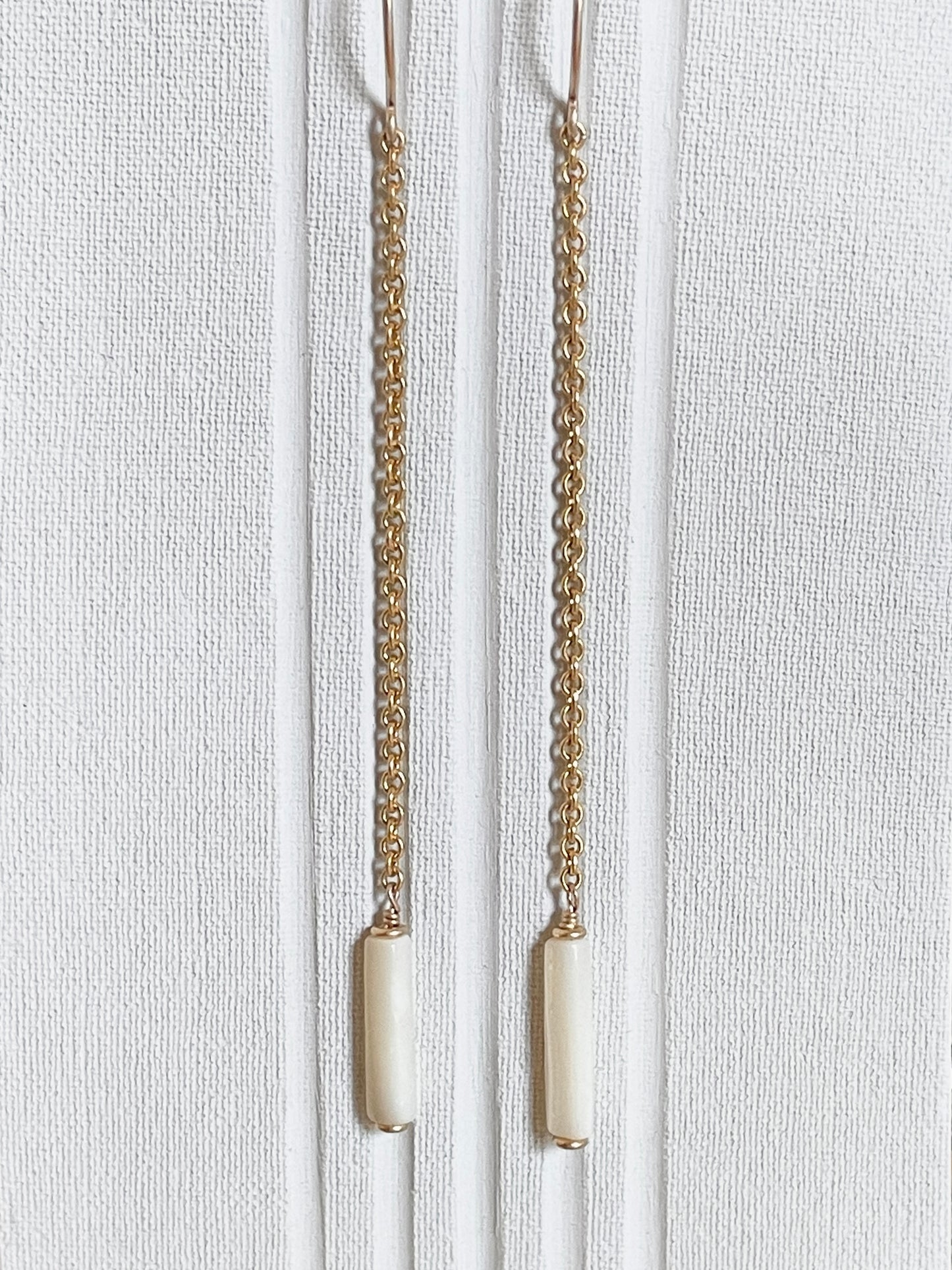 MOTHER OF PEARL | 14k gold filled drop earrings
