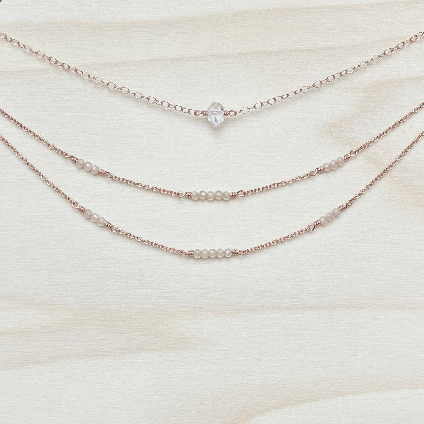 HERKIMER DIAMOND | 14k rose gold filled necklace