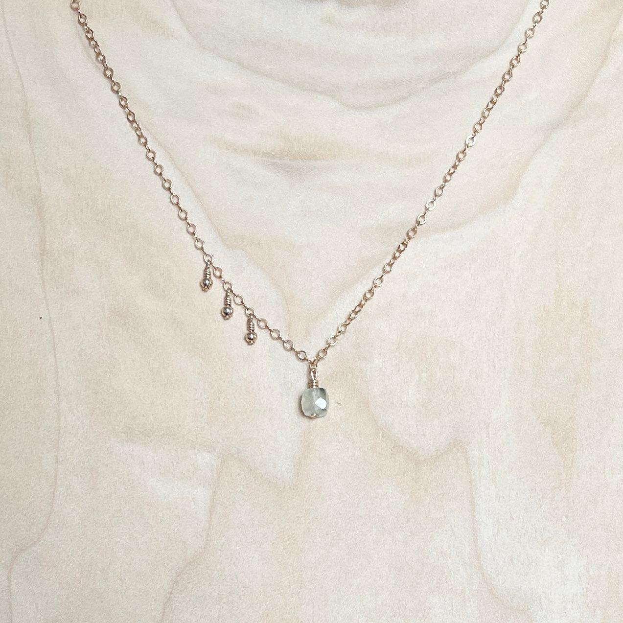 PEACE | 14k gold filled necklace with Prehnite