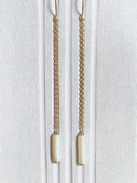 MOTHER OF PEARL | 14k gold filled drop earrings