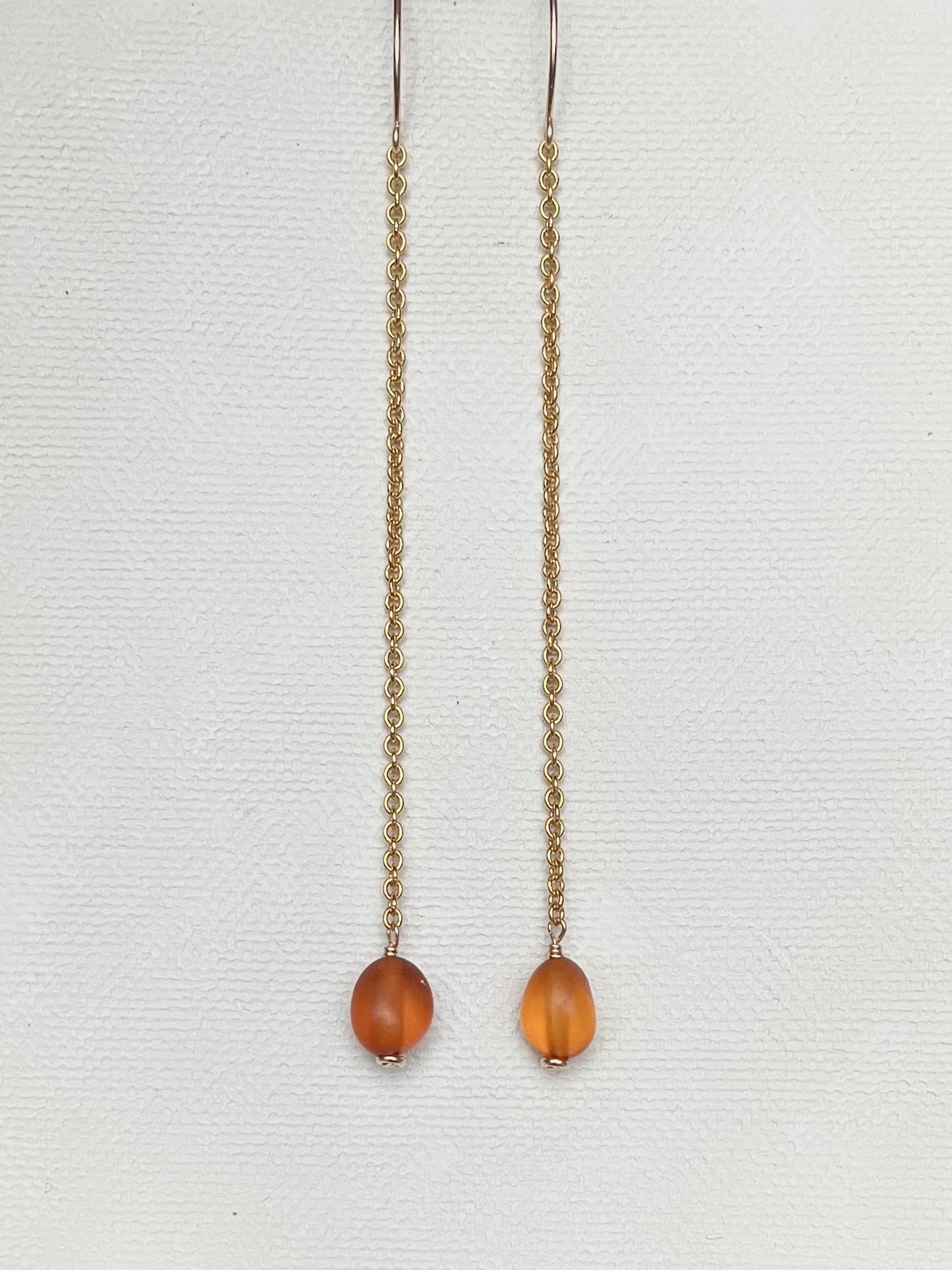 AMBER (matte) | 14k gold filled drop earrings