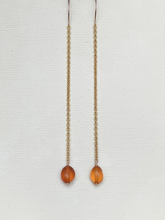 AMBER (matte) | 14k gold filled drop earrings