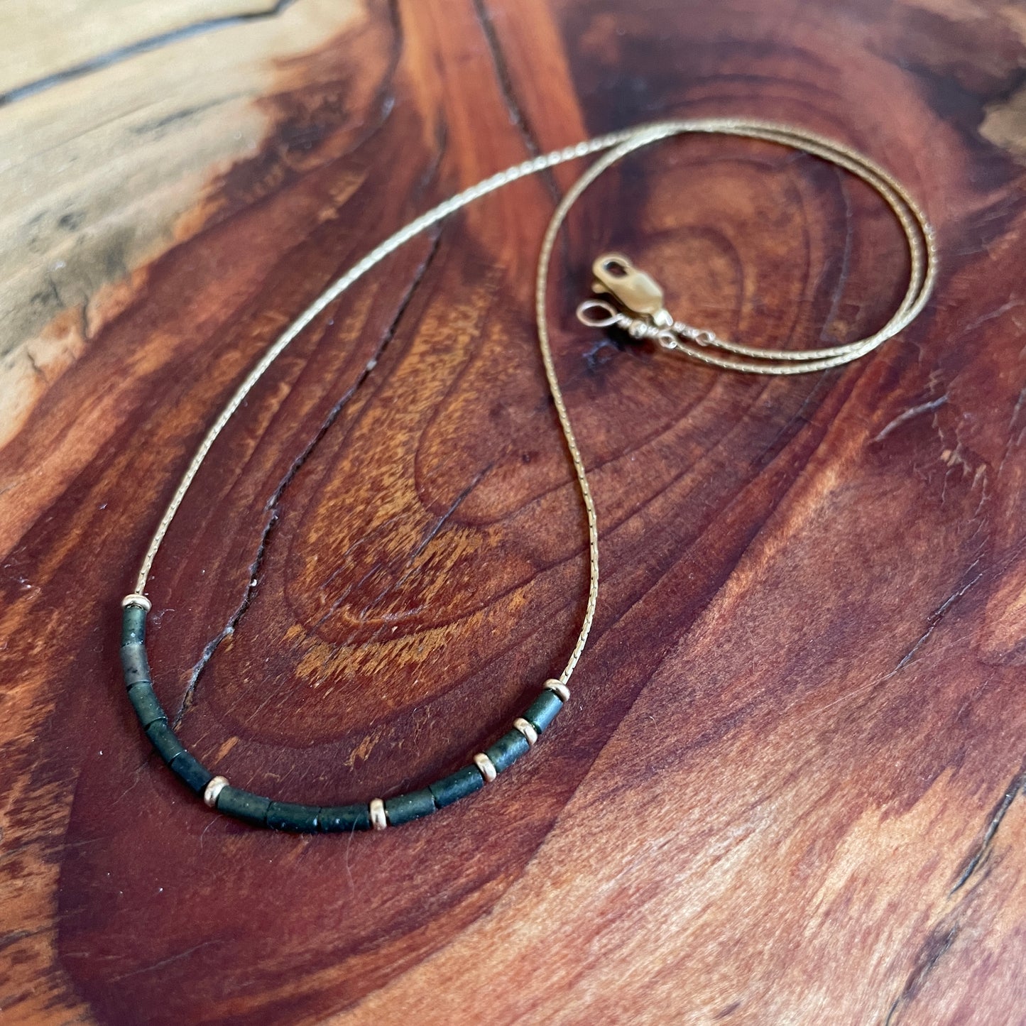 GOLDEN | 14k gold filled necklace with Serpentine