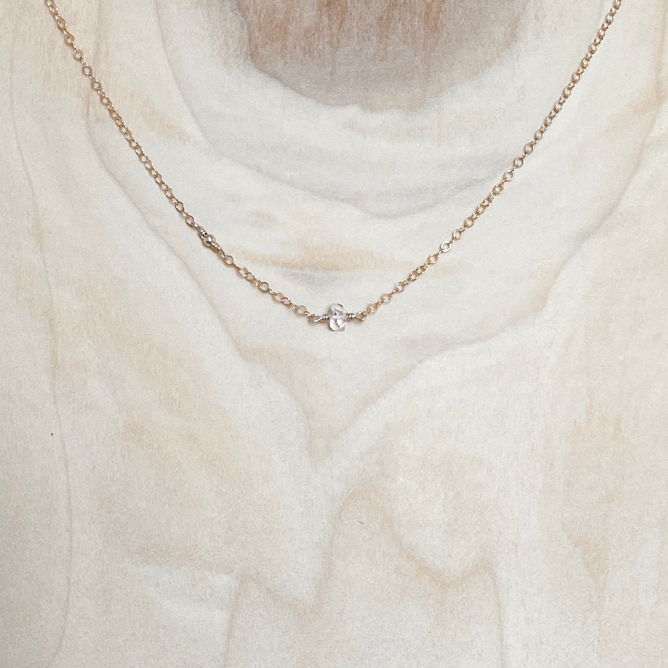 BLISS | sterling silver or 14k gold filled necklace with Herkimer Diamond Quartz