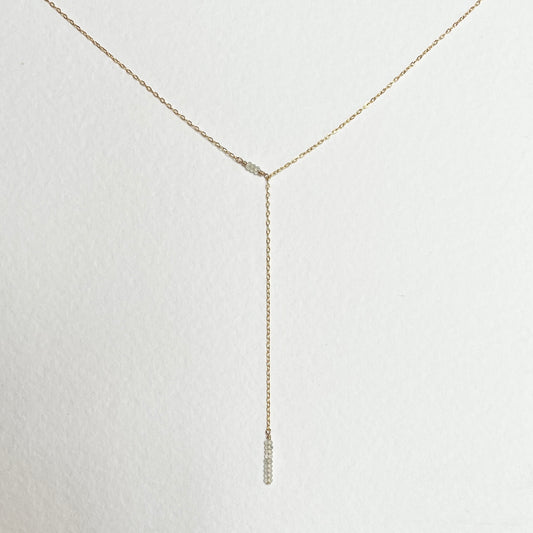 PEACE | 14k gold filled lariat necklace with Prehnite
