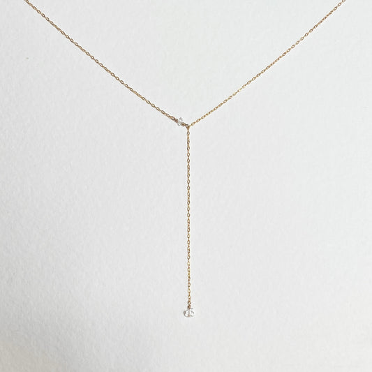BLISS | sterling silver or 14k gold filled lariat necklace with Herkimer Diamond Quartz