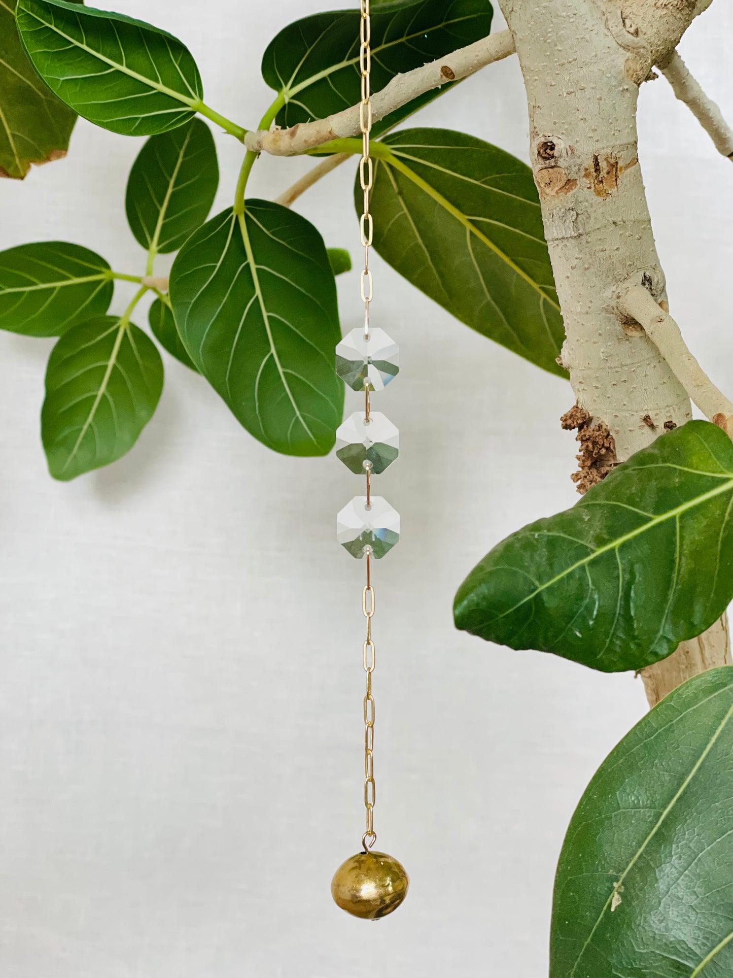 Vintage Crystal Suncatcher with Brass